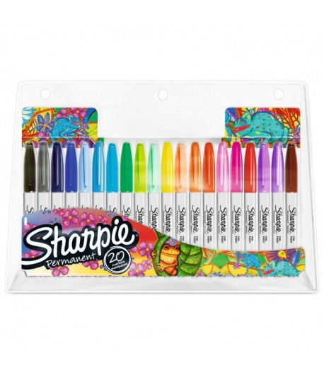 Markery SHARPIE Zestaw 20 kolorowych pisaków. - tanie artykuły biurowe