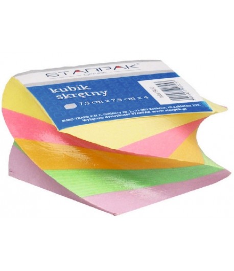 Kolorowy kubik skrętny Karteczki na notatki klejone StarPak. - tanie artykuły biurowe